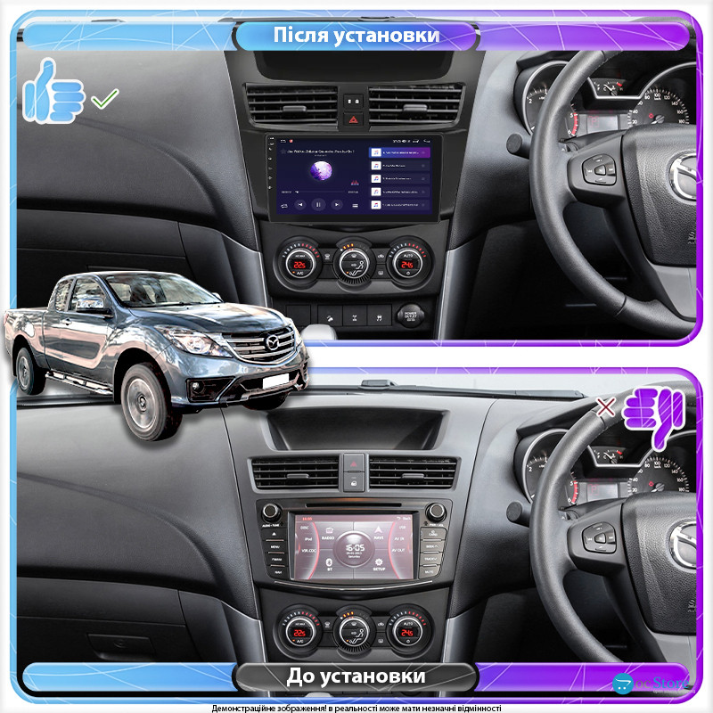 Штатная магнитола Lesko для Mazda BT-50 II Рестайлинг 2015-2020 экран 9" 6/128Gb 4G Wi-Fi GPS Top
