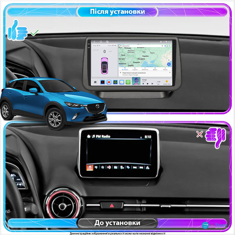 Штатная магнитола Lesko для Mazda CX-3 I 2015-2018 экран 9" 4/64 QLED CarPlay 4G Wi-Fi GPS 360 Prime