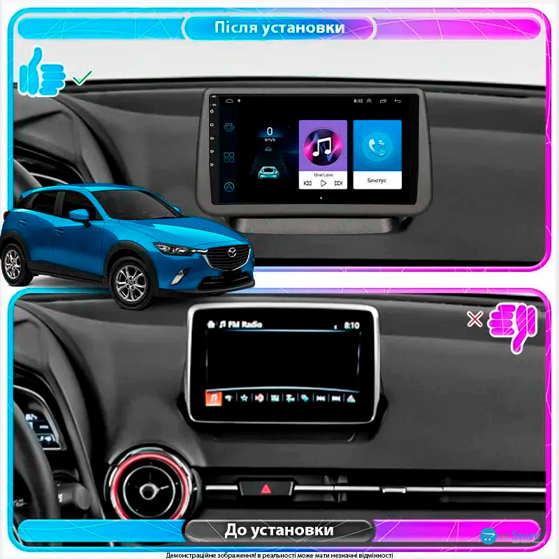 Штатная магнитола Lesko для Mazda CX-3 I Рестайлинг 2018-н.в. экран 9" 1/16Gb Wi-Fi GPS Base
