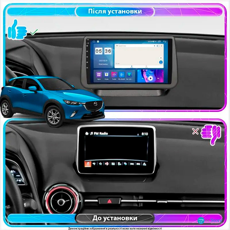 Штатная магнитола Lesko для Mazda CX-3 I Рестайлинг 2018-н.в. экран 9" 2/32Gb CarPlay 4G Wi-Fi GPS Prime