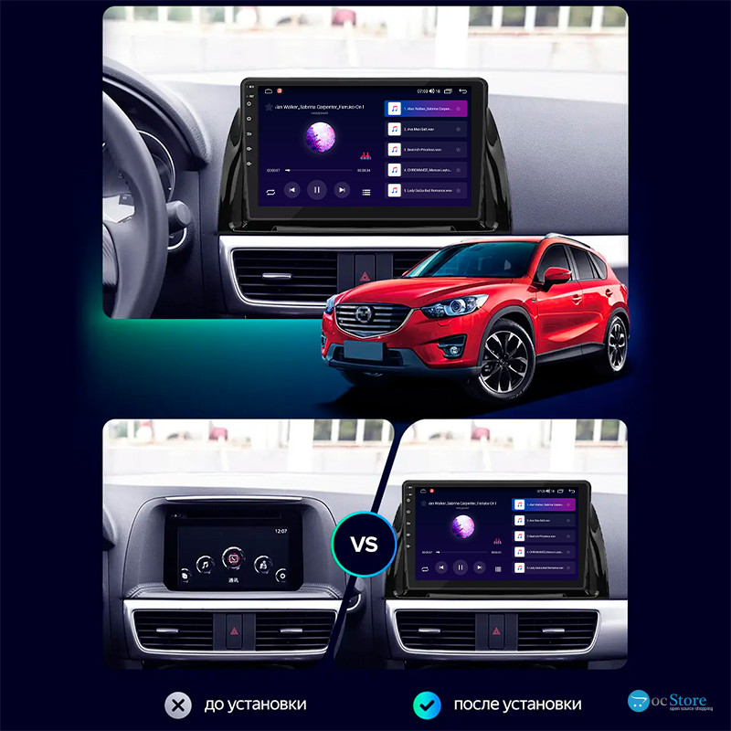 Штатная магнитола Lesko для Mazda CX-5 I Рестайлинг 2015-2017 экран 10" 2/32Gb CarPlay 4G Wi-Fi GPS Prime