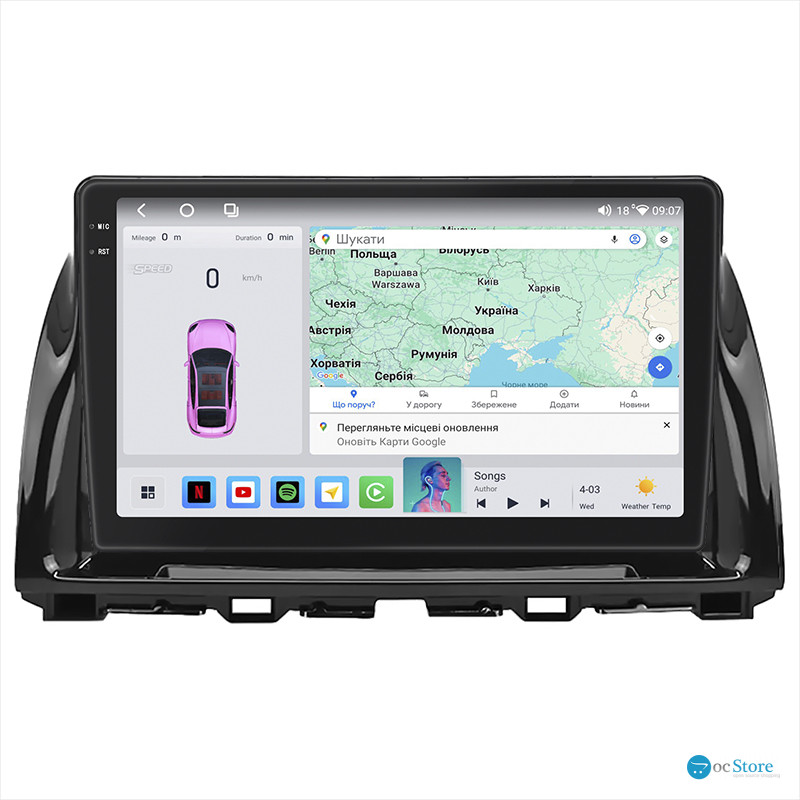 Штатная магнитола Lesko для Mazda CX-5 I Рестайлинг 2015-2017 экран 10" 4/64 QLED CarPlay 4G Wi-Fi GPS 360 Prime