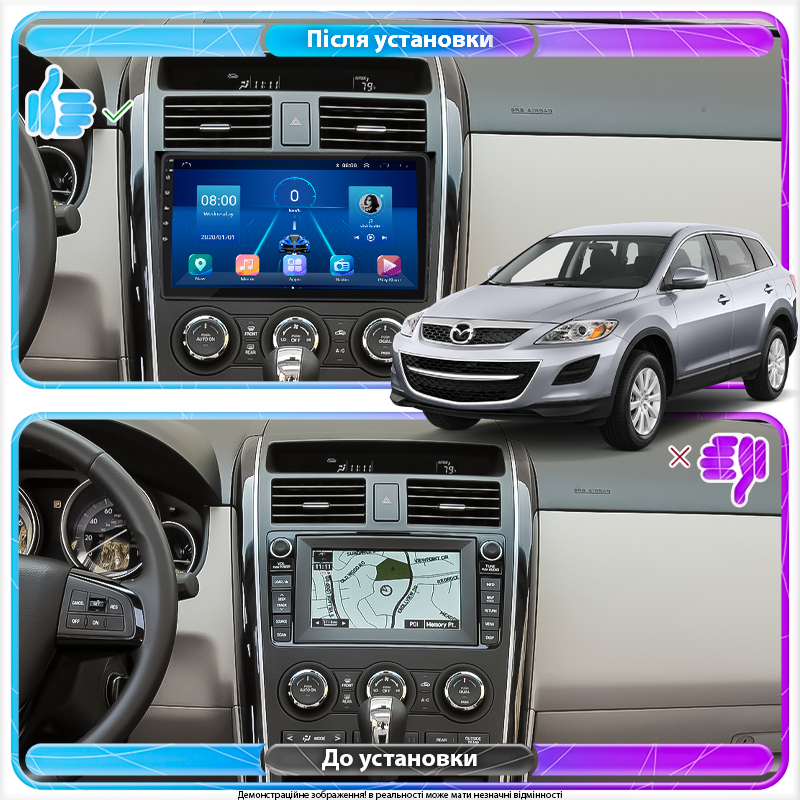 Штатная магнитола Lesko для Mazda CX-9 I 2006-2012 экран 10" 2/32Gb 4G Wi-Fi GPS Top