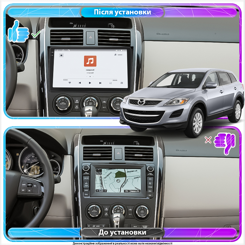 Штатная магнитола Lesko для Mazda CX-9 I Рестайлинг 2012-2016 экран 10" 4/64 QLED CarPlay 4G Wi-Fi GPS 360 Prime