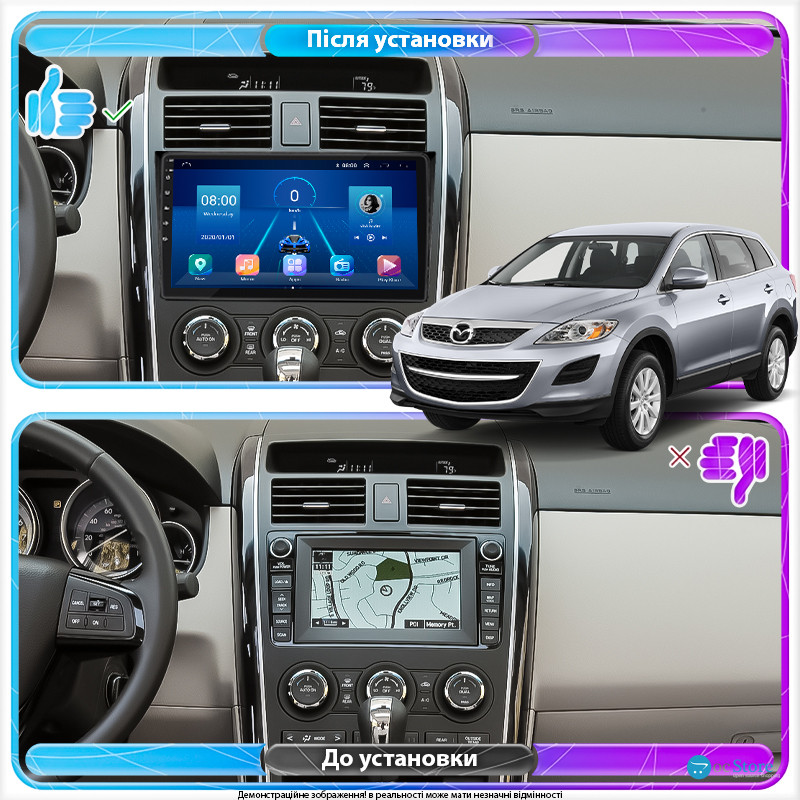 Штатная магнитола Lesko для Mazda CX-9 I Рестайлинг 2012-2016 экран 10" 4/64Gb 4G Wi-Fi GPS Top