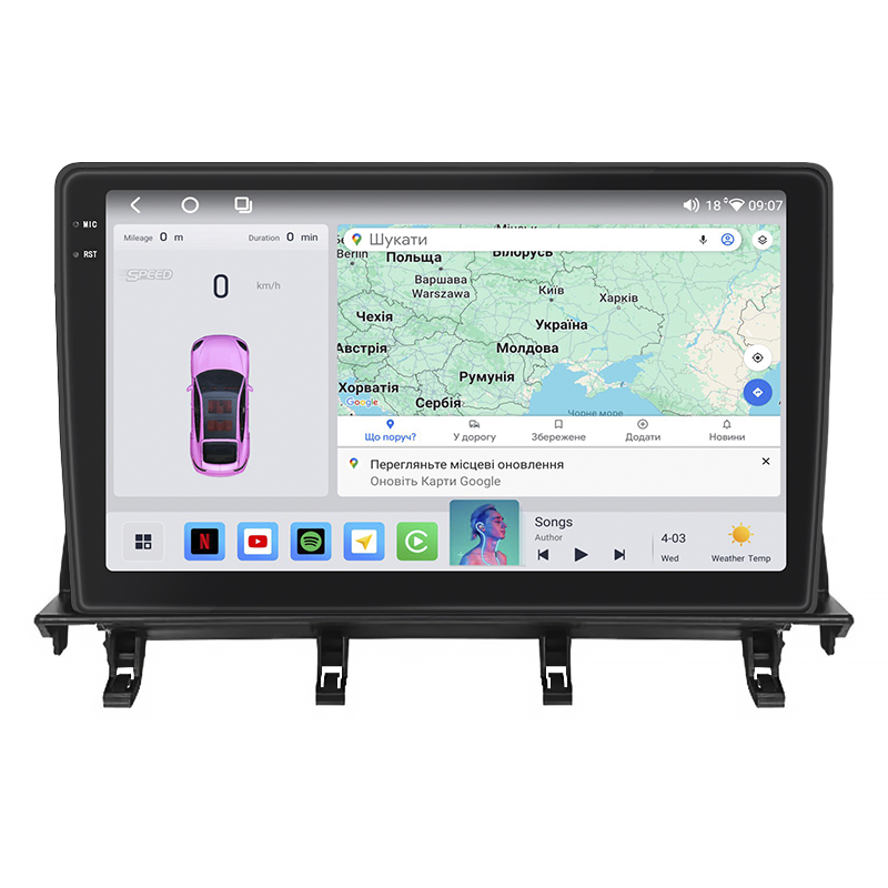 Штатная магнитола Lesko для Mazda Demio II (DY) 2002-2007 экран 10" 4/64 QLED CarPlay 4G Wi-Fi GPS 360 Prime