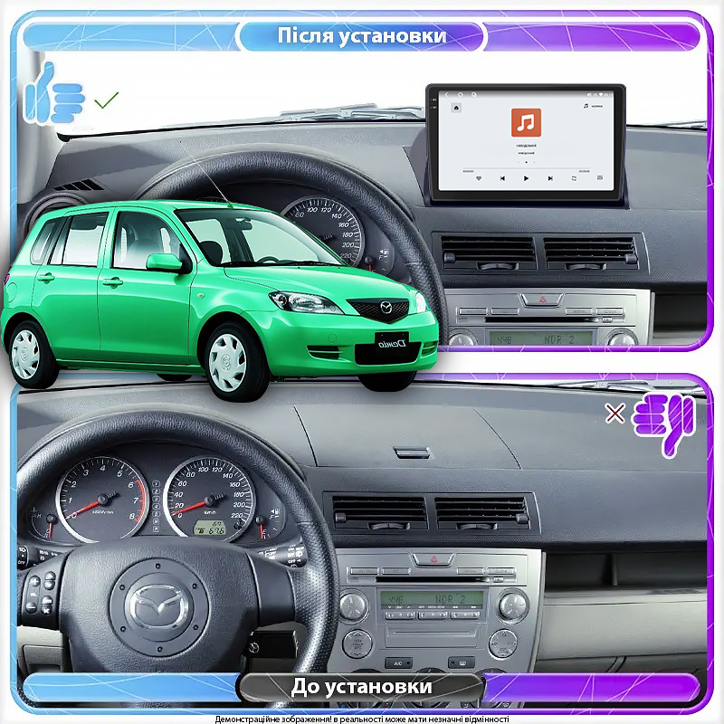 Штатная магнитола Lesko для Mazda Demio II (DY) 2002-2007 экран 10" 4/64 QLED CarPlay 4G Wi-Fi GPS 360 Prime