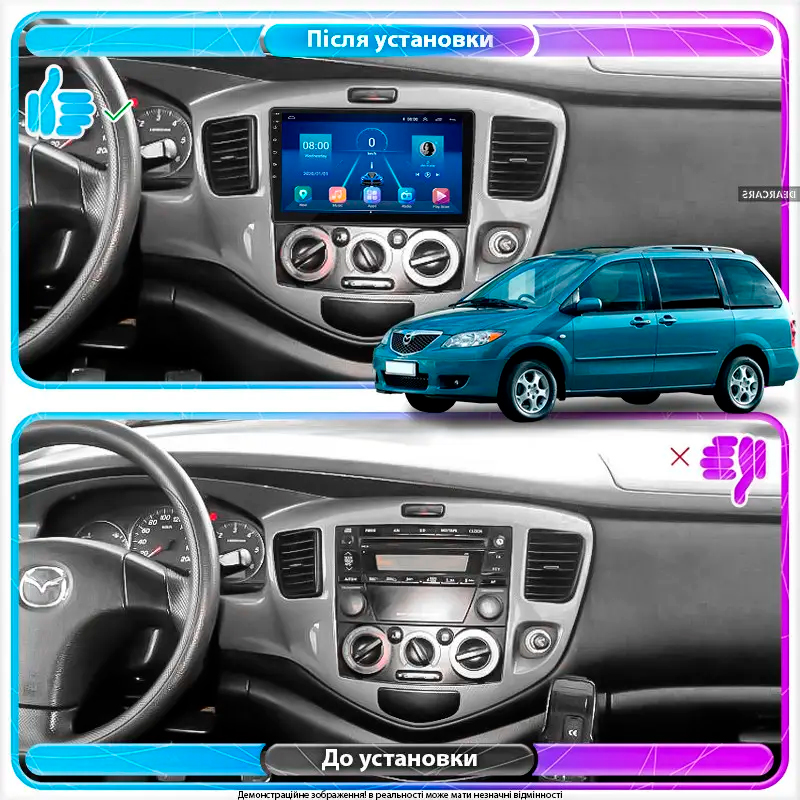 Штатная магнитола Lesko для Mazda MPV II (LW) Рестайлинг 2003-2006 экран 9" 2/32Gb 4G Wi-Fi GPS Top