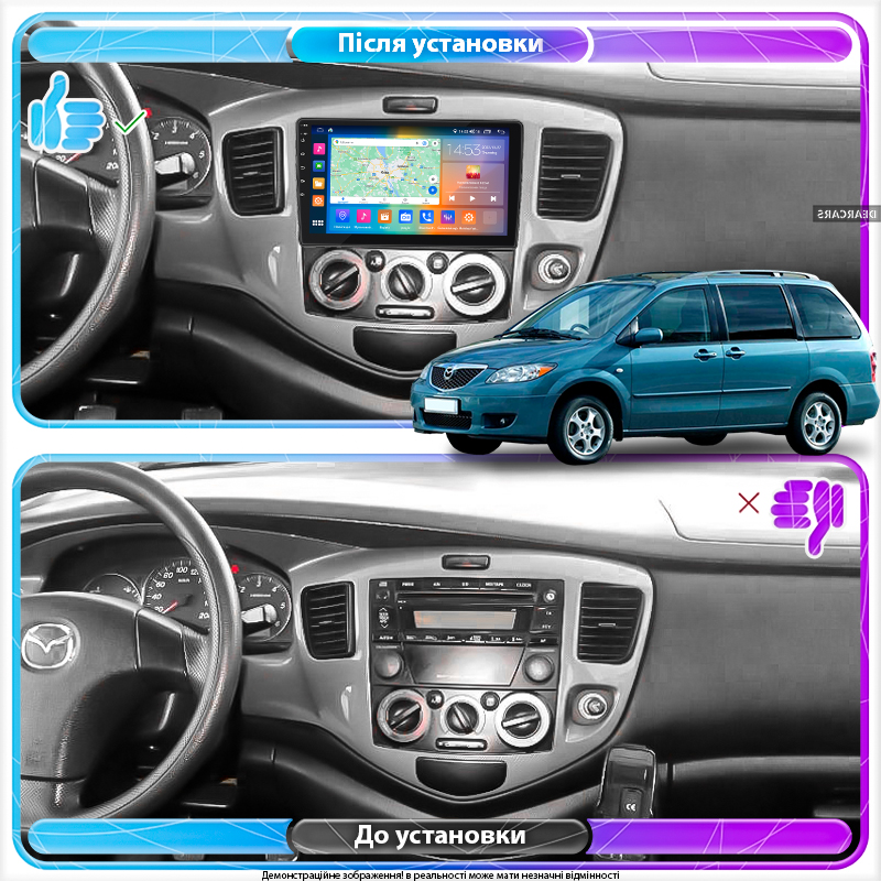 Штатная магнитола Lesko для Mazda Premacy I (CP) 1999-2005 экран 9" 4/64Gb CarPlay 4G Wi-Fi GPS Prime