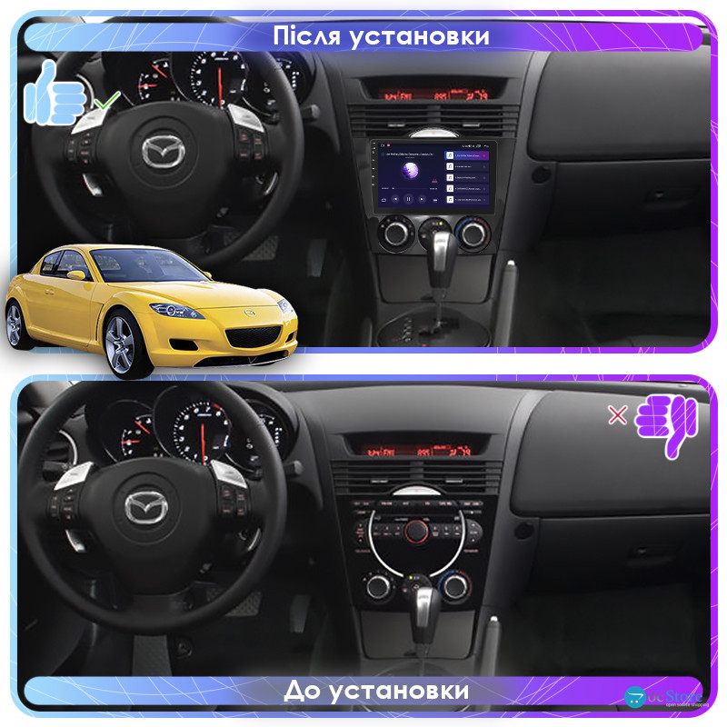 Штатная магнитола Lesko для Mazda RX-8 I 2003-2008 экран 9" 4/64Gb CarPlay 4G Wi-Fi GPS Prime