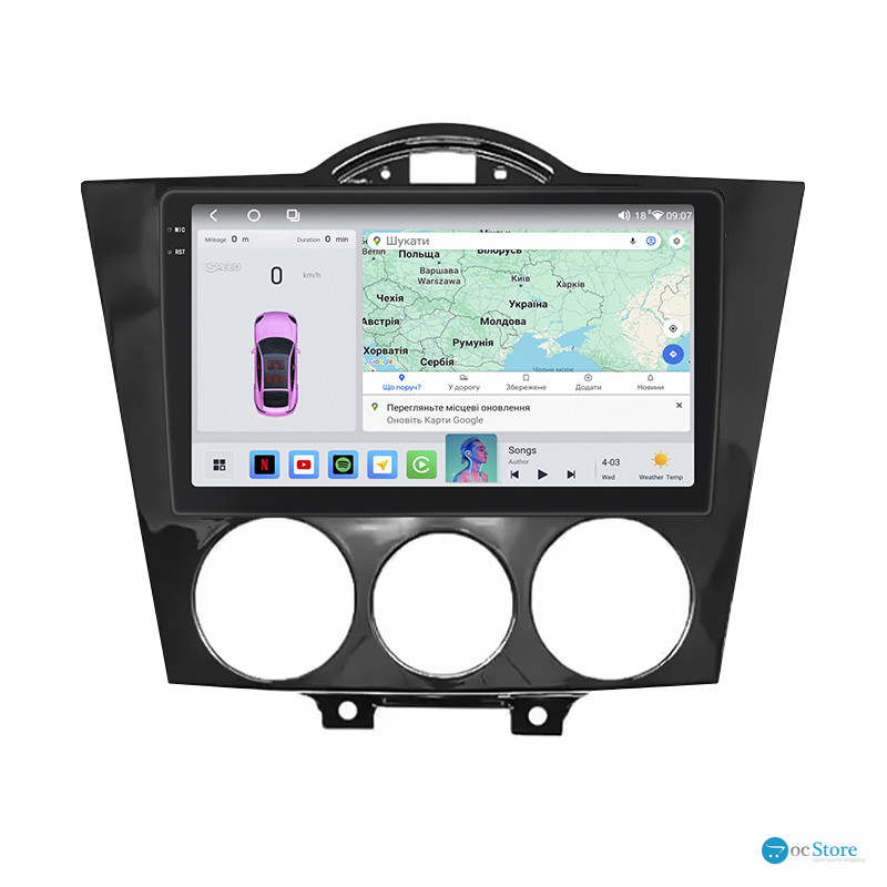 Штатная магнитола Lesko для Mazda RX-8 I 2003-2008 экран 9" 4/64 QLED CarPlay 4G Wi-Fi GPS 360 Prime