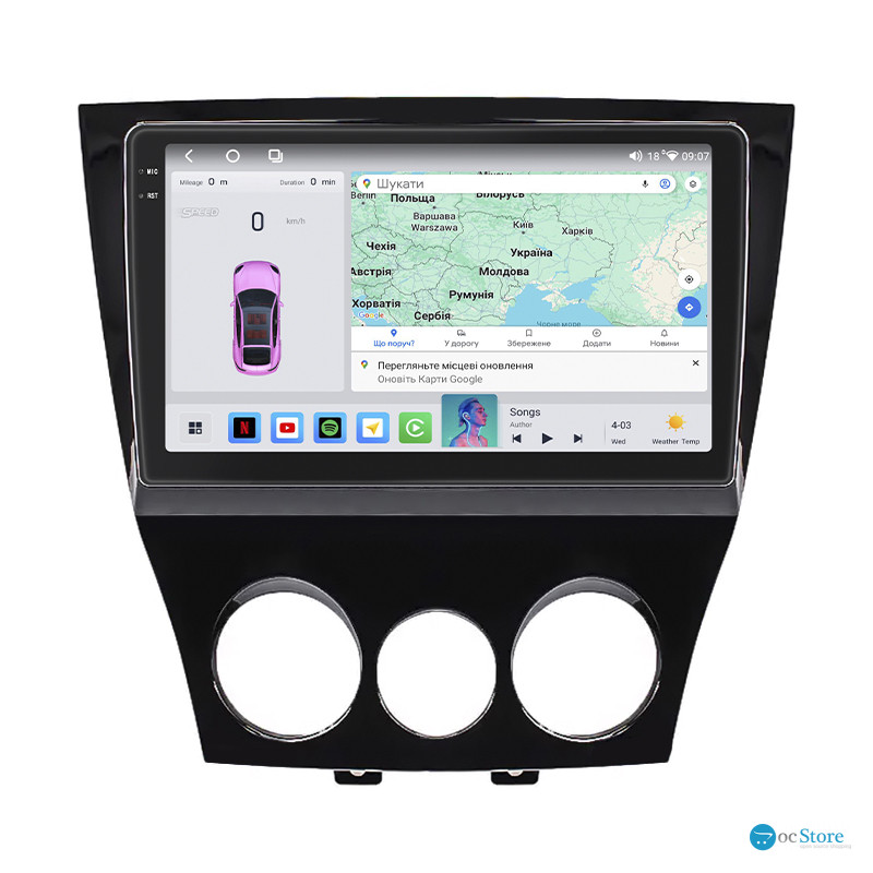 Штатная магнитола Lesko для Mazda RX-8 I Рестайлинг 2008-2012 экран 9" 4/64 QLED CarPlay 4G Wi-Fi GPS 360 Prime