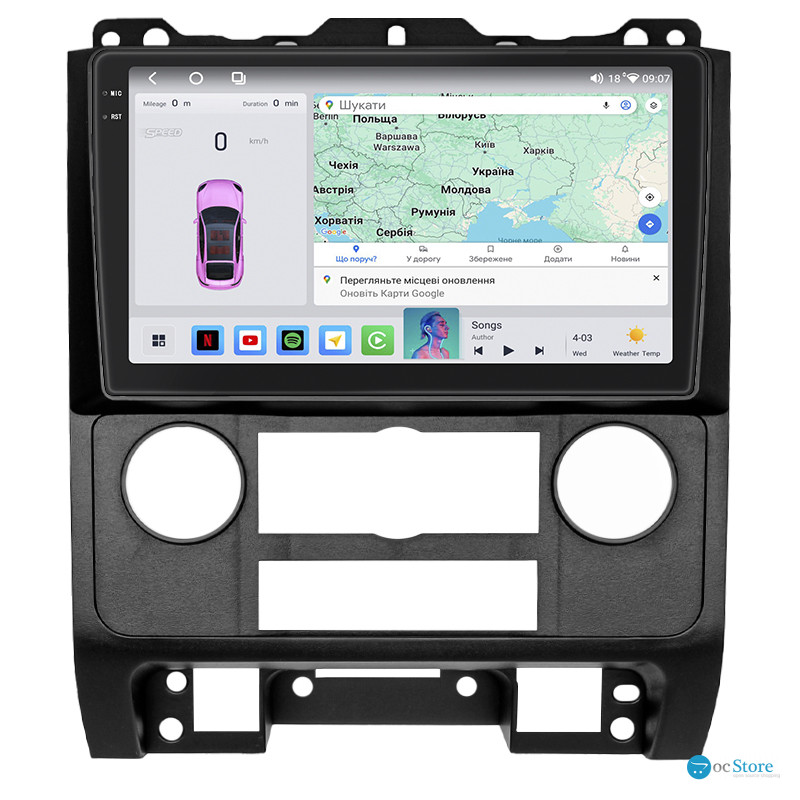 Штатная магнитола Lesko для Mazda Tribute II 2007-2011 экран 9" 4/64 QLED CarPlay 4G Wi-Fi GPS 360 Prime