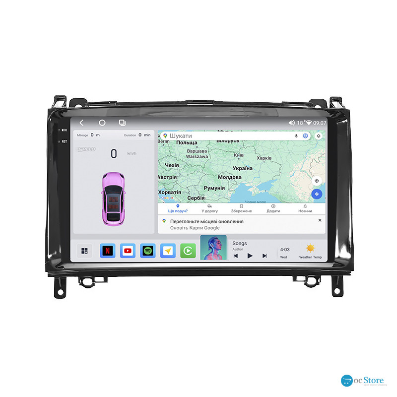 Штатная магнитола Lesko для Mercedes-Benz A-Класс II (W169) 2004-2008 экран 9" 4/64 QLED CarPlay 4G Wi-Fi GPS 360 Prime