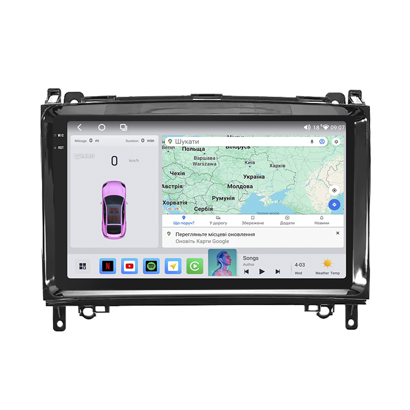 Штатная магнитола Lesko для Mercedes-Benz A-Класс II (W169) Рестайлинг 2008-2012 экран 9" 4/64 QLED CarPlay 4G Wi-Fi GPS 360 Prime