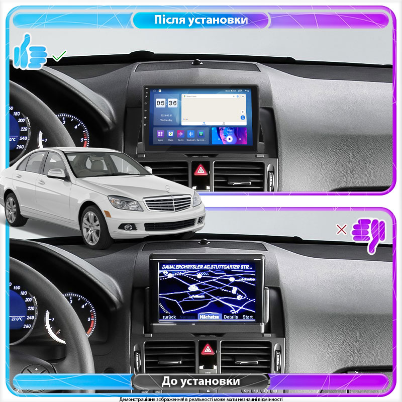 Штатная магнитола Lesko для Mercedes-Benz C-Класс III (W204) 2006-2011 экран 9" 4/64Gb CarPlay 4G Wi-Fi GPS Prime