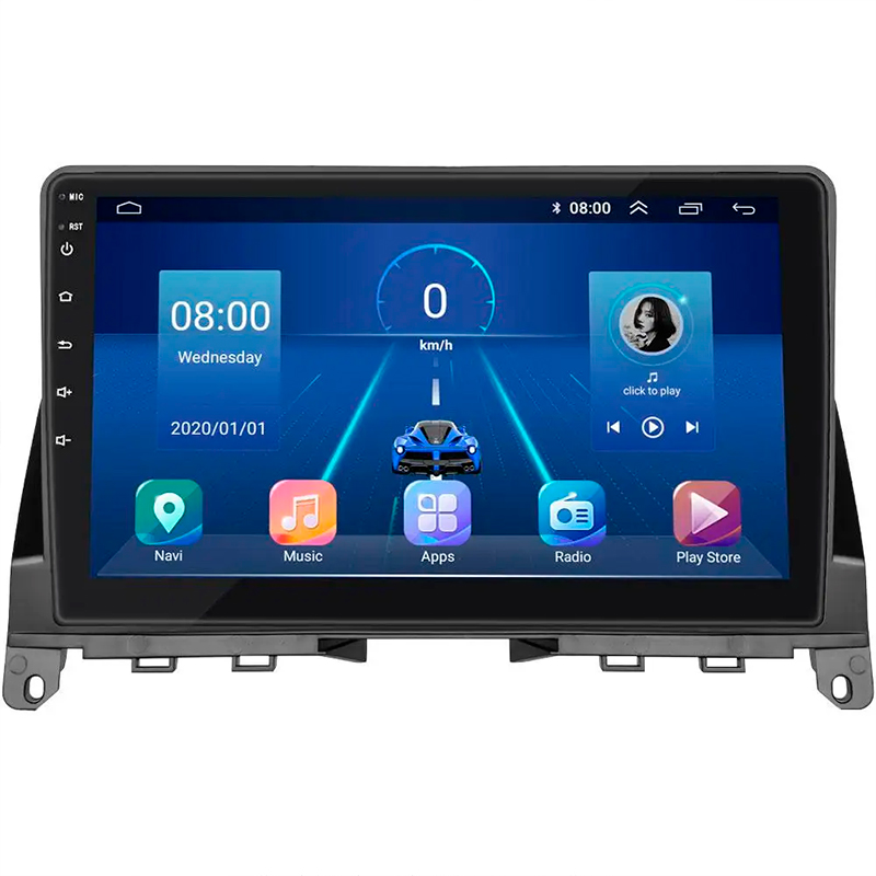 Штатная магнитола Lesko для Mercedes-Benz C-Класс III (W204) 2006-2011 экран 9" 6/128Gb 4G Wi-Fi GPS Top