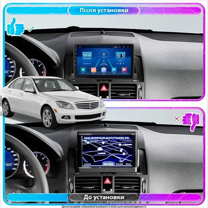 Штатная магнитола Lesko для Mercedes-Benz C-Класс III (W204) 2006-2011 экран 9" 6/128Gb 4G Wi-Fi GPS Top