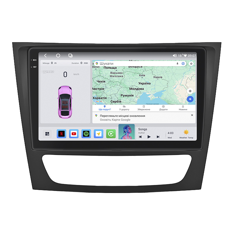 Штатная магнитола Lesko для Mercedes-Benz CLS I (C219) 2004-2008 экран 9" 4/64 QLED CarPlay 4G Wi-Fi GPS 360 Prime