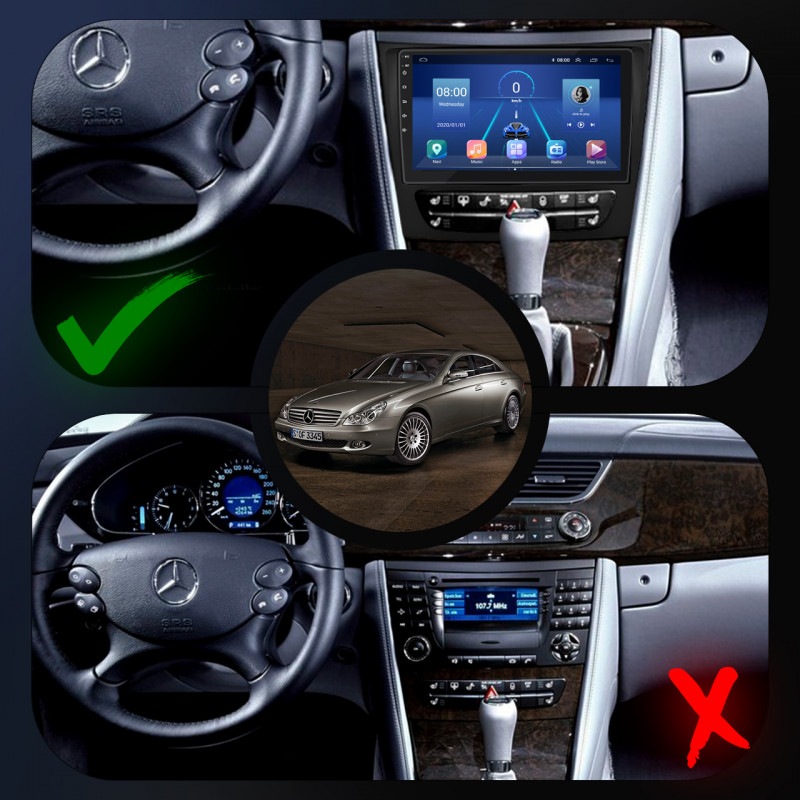 Штатная магнитола Lesko для Mercedes-Benz CLS I (C219) 2004-2008 экран 9" 6/128Gb 4G Wi-Fi GPS Top