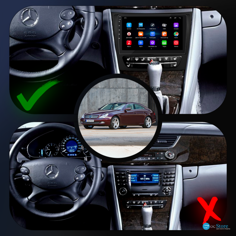 Штатная магнитола Lesko для Mercedes-Benz CLS I (C219) Рестайлинг 2008-2010 экран 9" 1/16Gb Wi-Fi GPS Base