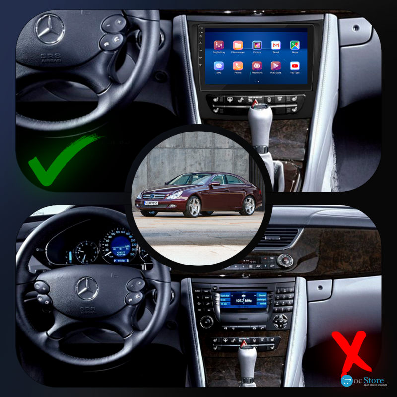 Штатная магнитола Lesko для Mercedes-Benz CLS I (C219) Рестайлинг 2008-2010 экран 9" 2/32Gb Wi-Fi GPS Base