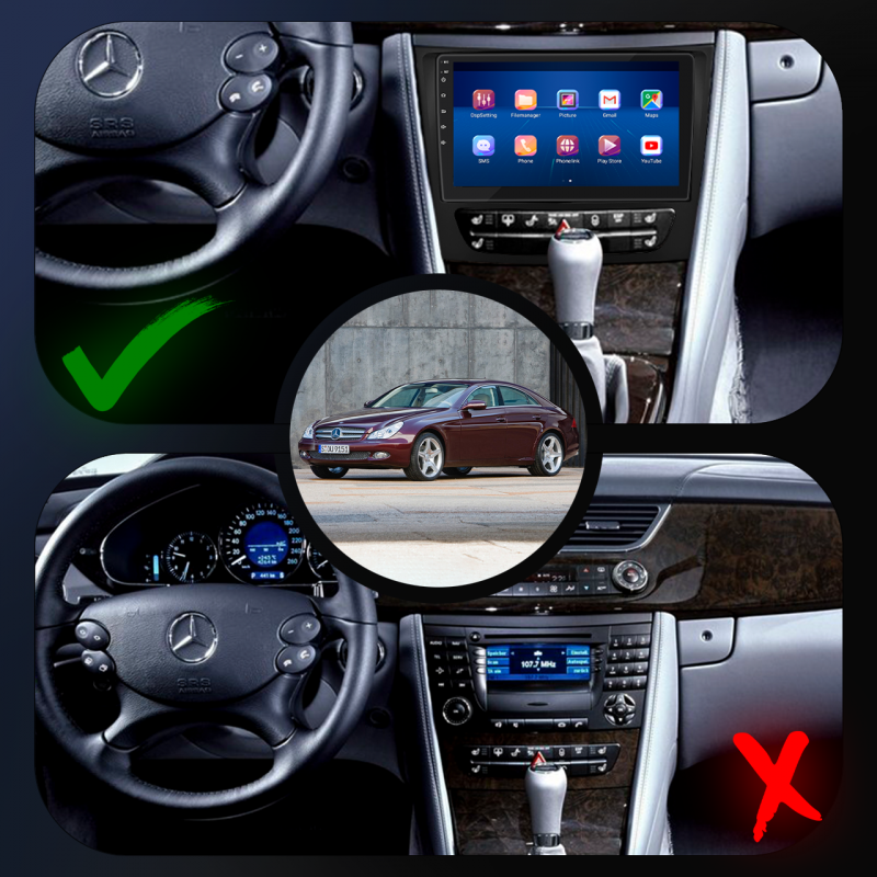 Штатная магнитола Lesko для Mercedes-Benz CLS I (C219) Рестайлинг 2008-2010 экран 9" 2/32Gb Wi-Fi GPS Base