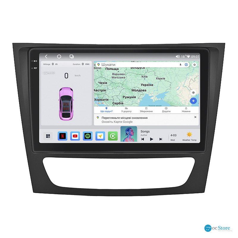 Штатная магнитола Lesko для Mercedes-Benz CLS I (C219) Рестайлинг 2008-2010 экран 9" 4/64 QLED CarPlay 4G Wi-Fi GPS 360 Prime