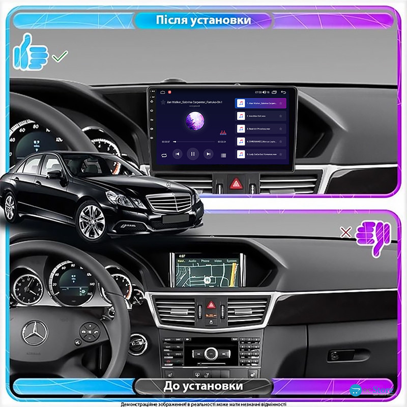 Штатная магнитола Lesko для Mercedes-Benz E-Класс AMG IV (W212, S212) 2009-2013 экран 10" 1/16Gb Wi-Fi GPS Base