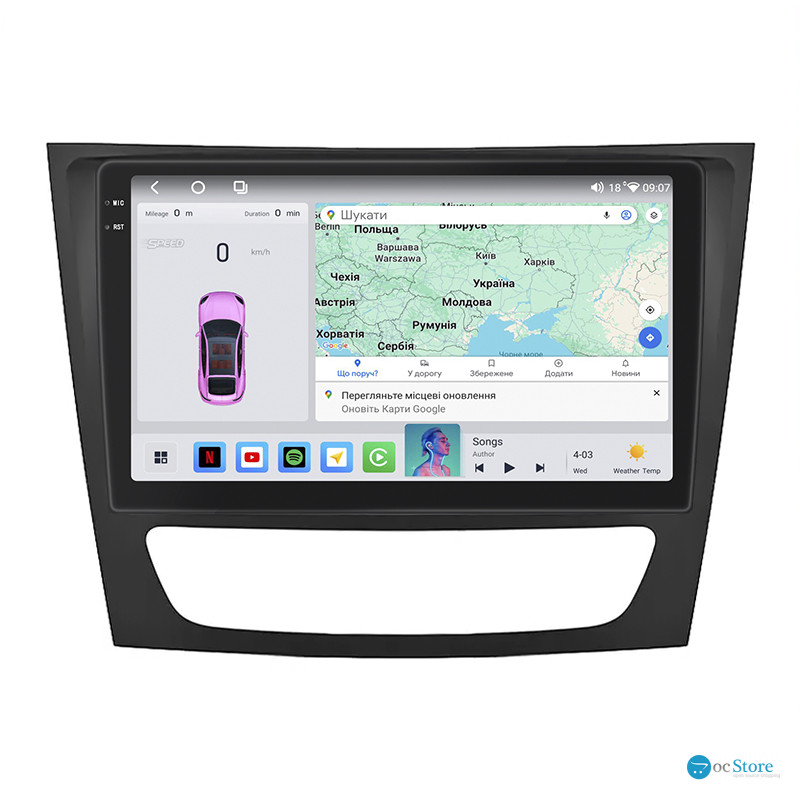 Штатная магнитола Lesko для Mercedes-Benz E-Класс III (W211, S211) Рестайлинг 2006-2009 экран 9" 4/64 QLED CarPlay 4G Wi-Fi GPS 360 Prime