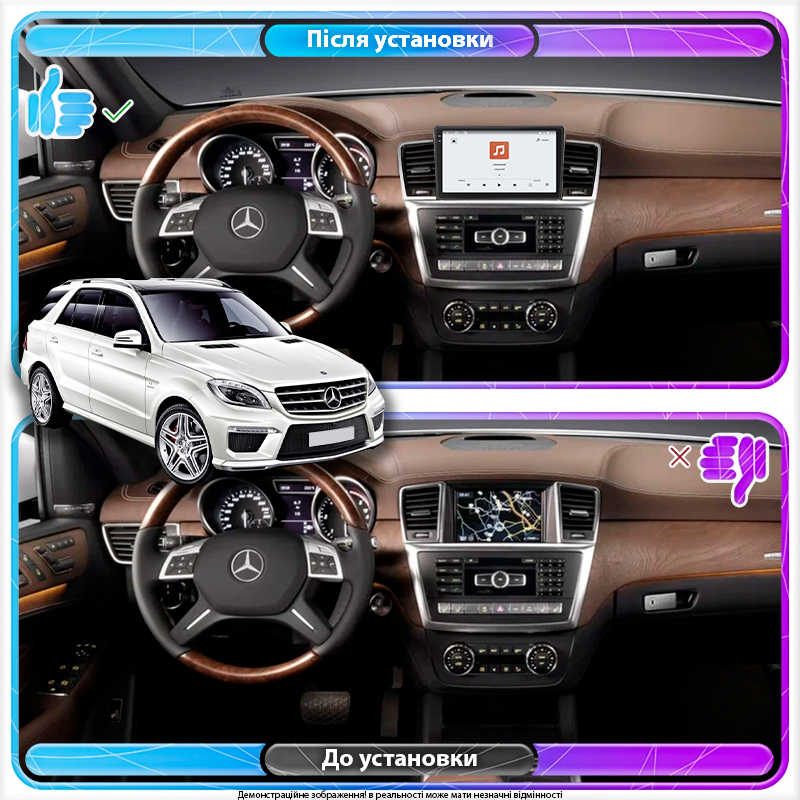 Штатная магнитола Lesko для Mercedes-Benz M-Класс III (W166) 2011-2015 экран 9" 4/64 QLED CarPlay 4G Wi-Fi GPS 360 Prime