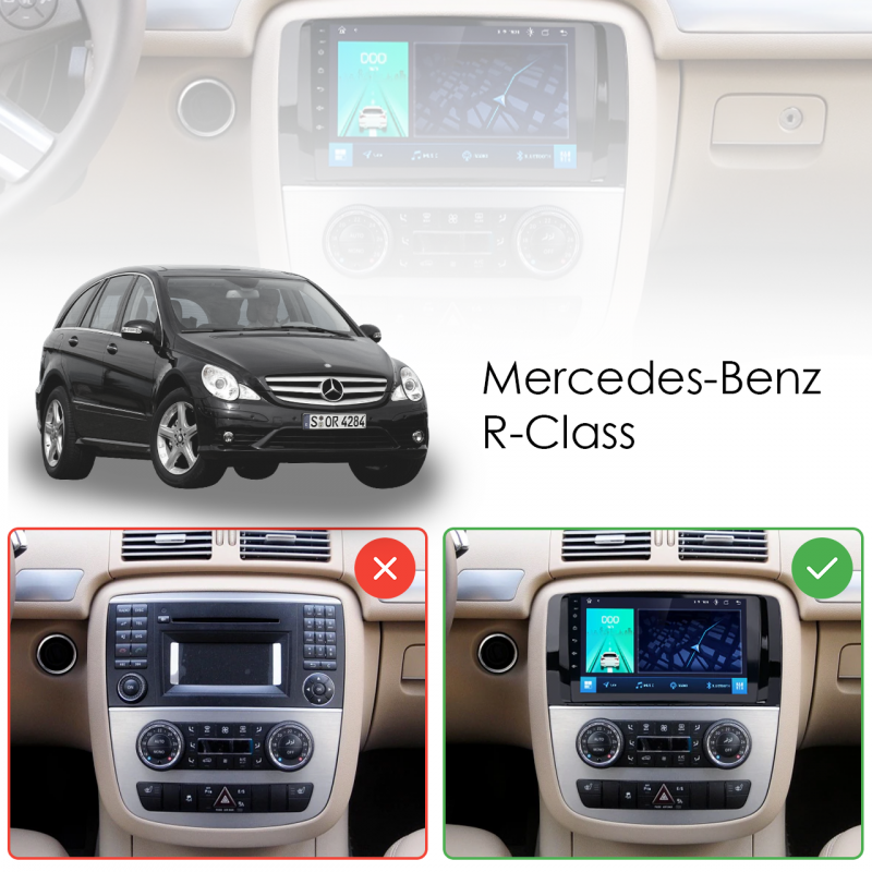 Штатная магнитола Lesko для Mercedes-Benz R-Класс I 2005-2007 экран 9" 2/32Gb Wi-Fi GPS Base