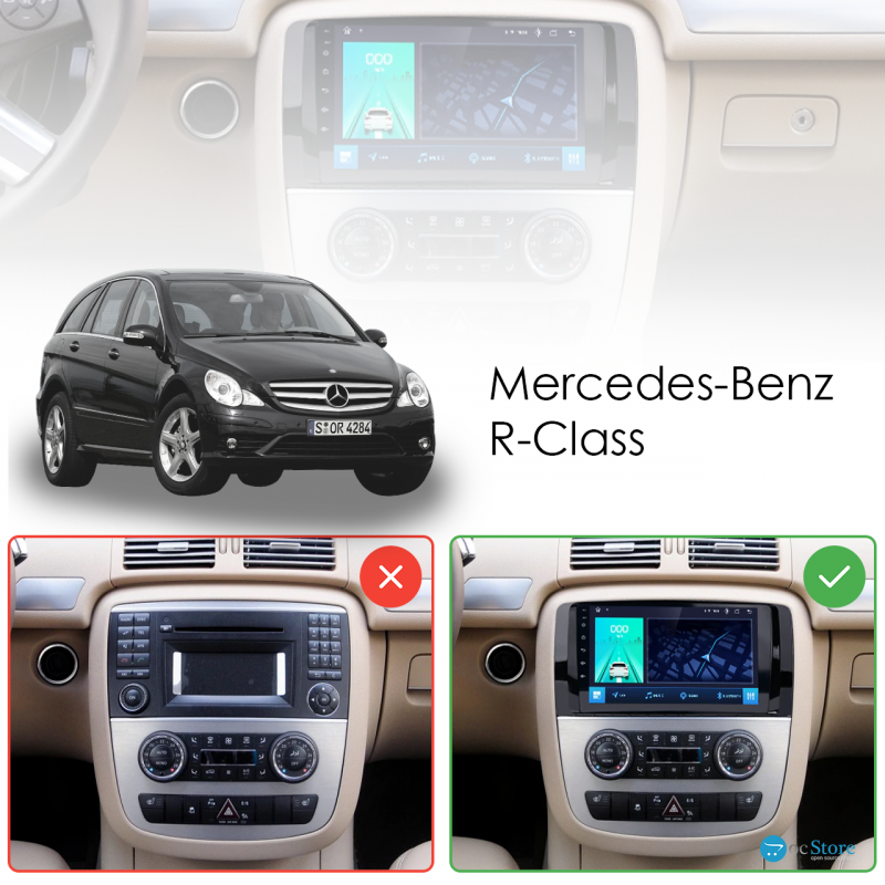 Штатная магнитола Lesko для Mercedes-Benz R-Класс I 2005-2007 экран 9" 2/32Gb 4G Wi-Fi GPS Top