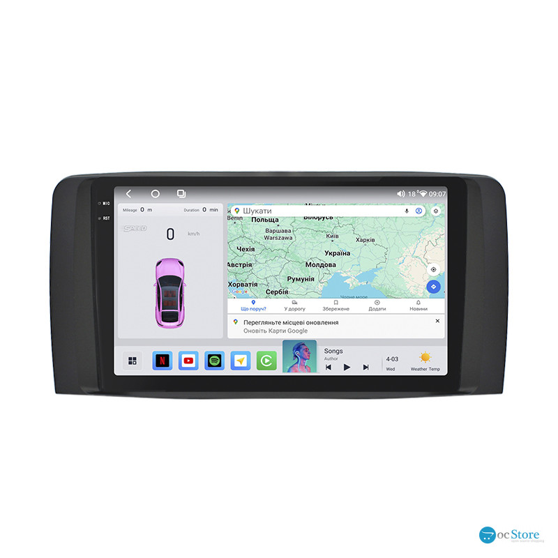 Штатная магнитола Lesko для Mercedes-Benz R-Класс I Рестайлинг 2 2010-2017 экран 9" 4/64 QLED CarPlay 4G Wi-Fi GPS 360 Prime
