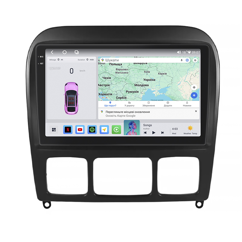 Штатная магнитола Lesko для Mercedes-Benz S-Класс IV (W220) 1998-2005 экран 9" 4/64 QLED CarPlay 4G Wi-Fi GPS 360 Prime