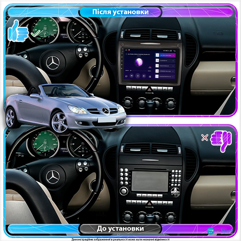 Штатная магнитола Lesko для Mercedes-Benz SLK-Класс II (R171) 2004-2008 экран 9" 2/32Gb CarPlay 4G Wi-Fi GPS Prime