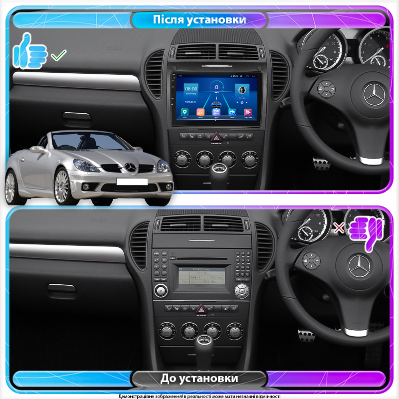 Штатная магнитола Lesko для Mercedes-Benz SLK-Класс II (R171) Рестайлинг 2008-2011 экран 9" 4/64Gb 4G Wi-Fi GPS Top