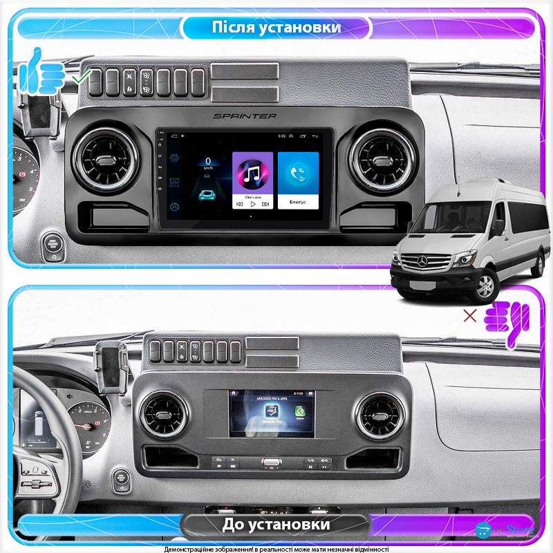 Штатная магнитола Lesko для Mercedes-Benz Sprinter III (W907/910) 2018-н.в. экран 10" 1/16Gb Wi-Fi GPS Base