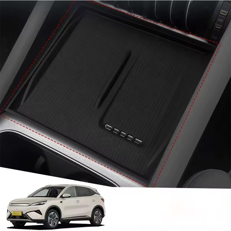 Силиконовый коврик для беспроводной зарядки BYD Yuan Plus на центральной консоли нескользящая Black