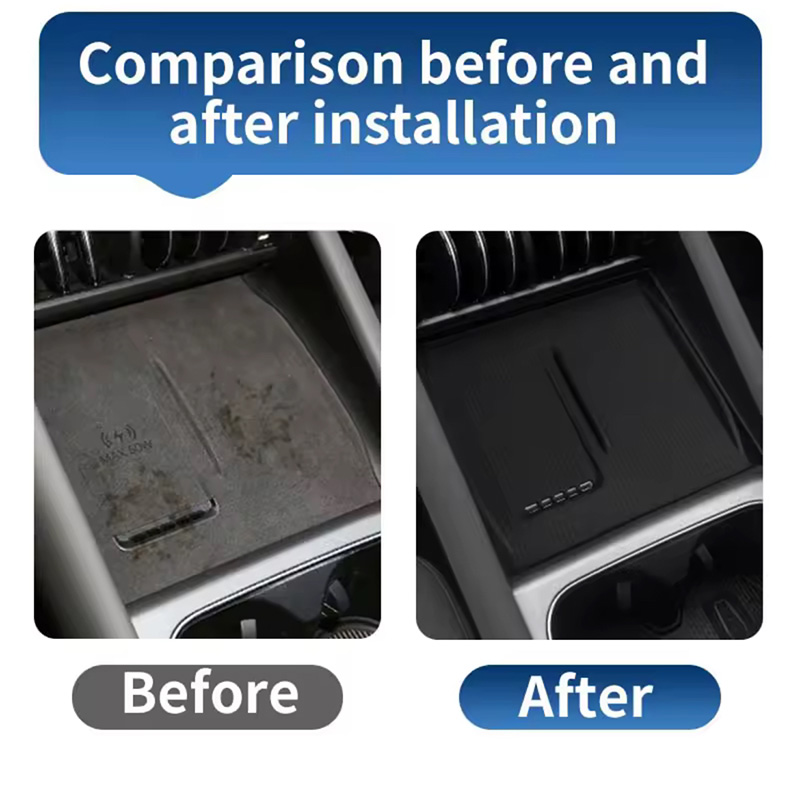 Силиконовый коврик для беспроводной зарядки BYD Yuan Plus на центральной консоли нескользящая Black