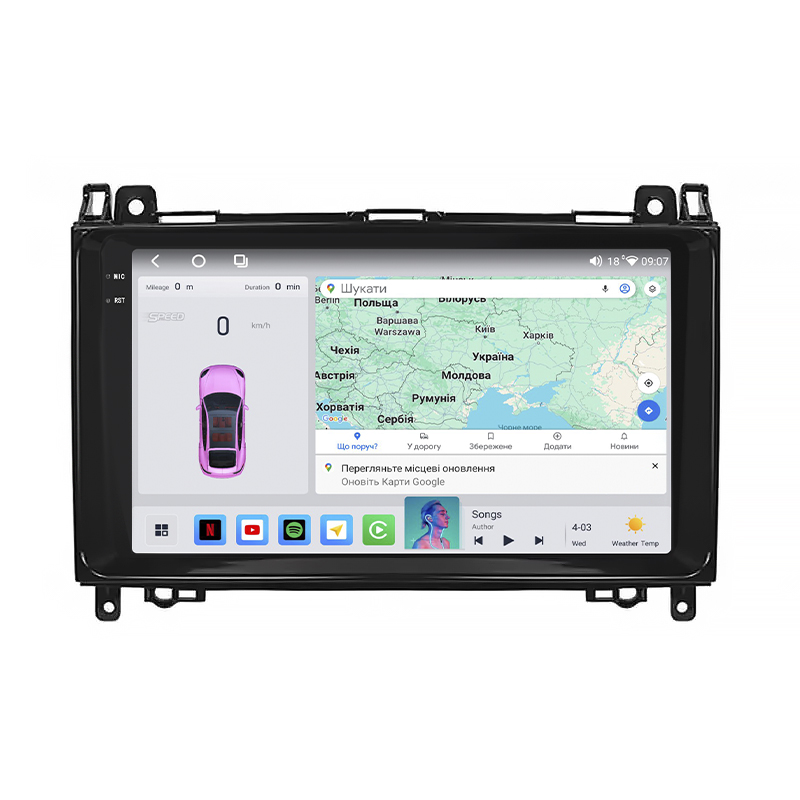 Штатная магнитола Lesko для Mercedes-Benz Viano I (W639) Рестайлинг 2010-2014 экран 9" 4/64 QLED CarPlay 4G Wi-Fi GPS 360 Prime