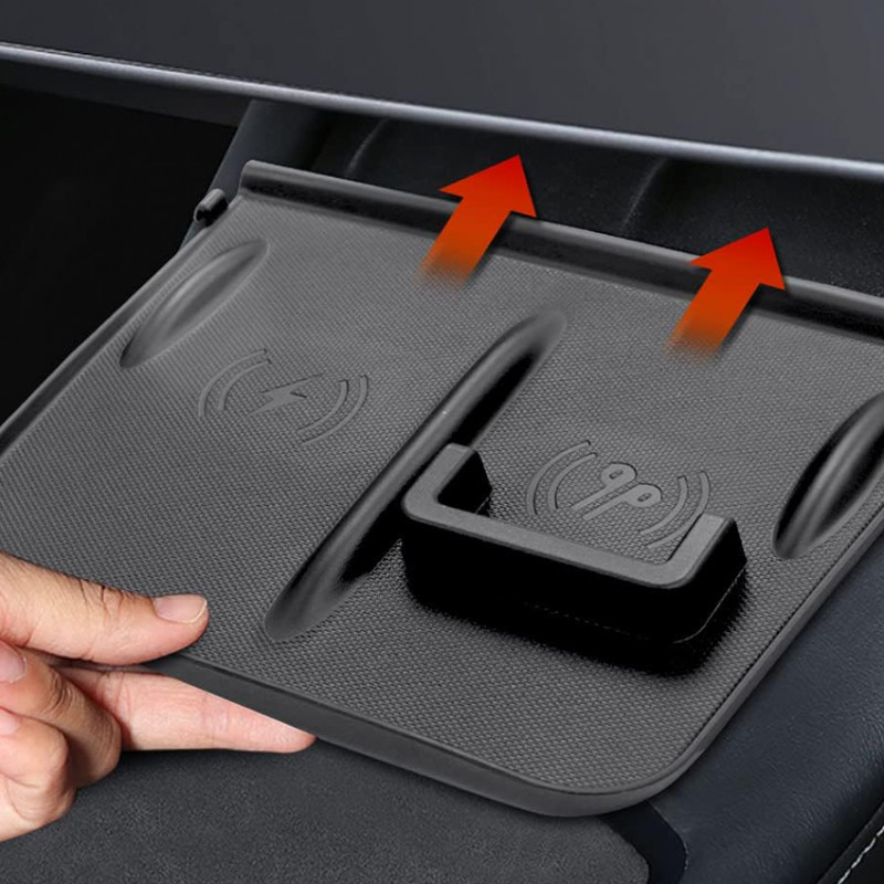 Силиконовый коврик для беспроводной зарядки Tesla Model 3/Y (TSL22052802) на центральной консоли для телефона гарнитуры нескользящий