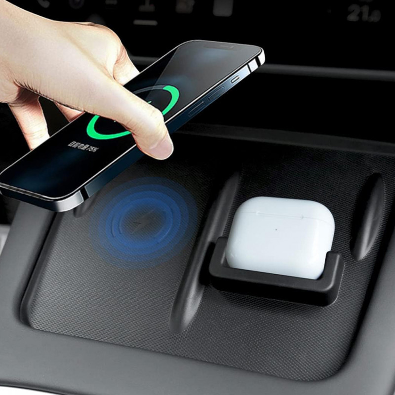 Силиконовый коврик для беспроводной зарядки Tesla Model 3/Y (TSL22052802) на центральной консоли для телефона гарнитуры нескользящий