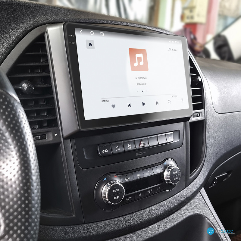 Штатная магнитола Lesko для Mercedes-Benz Vito III (W447) 2014-н.в. экран 10" 4/64 QLED CarPlay 4G Wi-Fi GPS 360 Prime