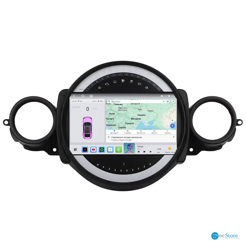 Штатная магнитола Lesko для MINI Cabrio II Рестайлинг 2010-2015 экран 9" 4/64 QLED CarPlay 4G Wi-Fi GPS 360 Prime