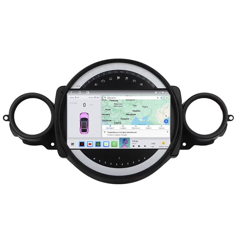 Штатная магнитола Lesko для MINI Cabrio II Рестайлинг 2010-2015 экран 9" 4/64 QLED CarPlay 4G Wi-Fi GPS 360 Prime