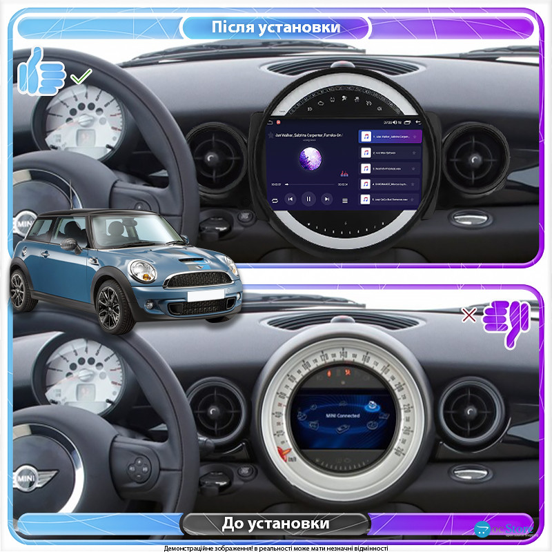 Штатная магнитола Lesko для MINI Clubman I 2007-2010 экран 9" 1/16Gb Wi-Fi GPS Base