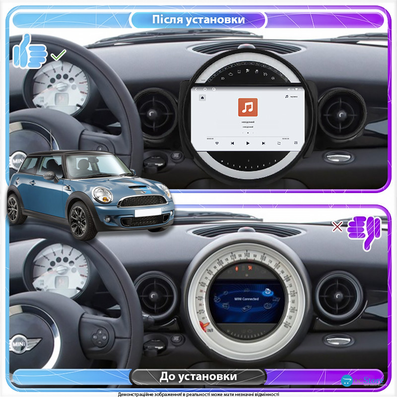 Штатная магнитола Lesko для MINI Clubman I 2007-2010 экран 9" 4/64 QLED CarPlay 4G Wi-Fi GPS 360 Prime