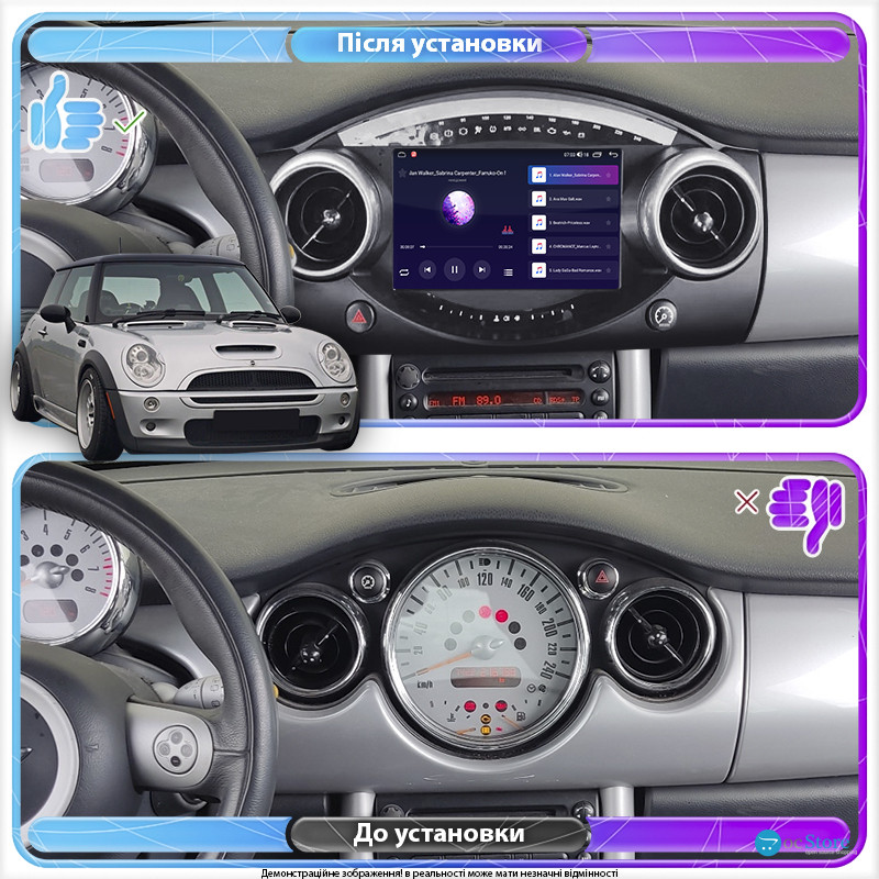 Штатная магнитола Lesko для MINI Hatch I (R50) 2000-2006 экран 9" 2/32Gb CarPlay 4G Wi-Fi GPS Prime