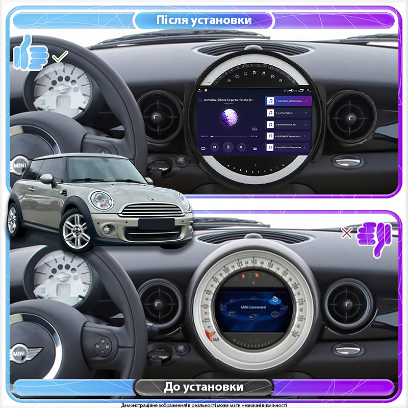 Штатная магнитола Lesko для MINI Hatch II (R56) 2006-2010 экран 9" 4/64Gb CarPlay 4G Wi-Fi GPS Prime